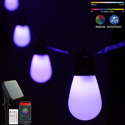 China Blue Tooth Stander 5.0/4.2 21.5Ft S14 Patio Lights S14 Shatterproof Light Outdoor Christmas LED String Lights APP Control Edison Bulbs IP65 for sale