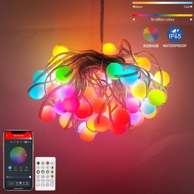 China Alexa Christmas LED Lights for Decoration App Remote Control Smart 5M RGB Fairy Lights Waterproof IP65 Outdoor LED Globe String Lights for sale