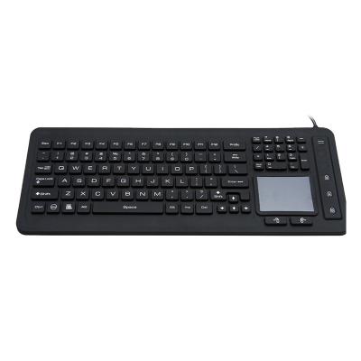 China Computer Keyboard Backlit Black Color Silicone Washable Waterproof Industrial Keyboard With Touchpad for sale