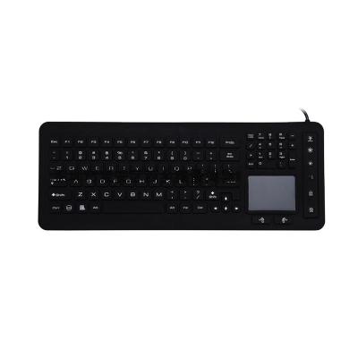 China Computer Keyboard Backlit Black Color Silicone Washable Waterproof Industrial Keyboard With Touchpad for sale