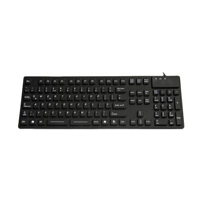 China Washable Waterproof Industrial Computer Keyboard Black Color Silicone Keyboard for sale