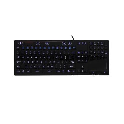 China Computer Keyboard Backlit Black Color Silicone Washable Waterproof Industrial Keyboard With Touchpad for sale