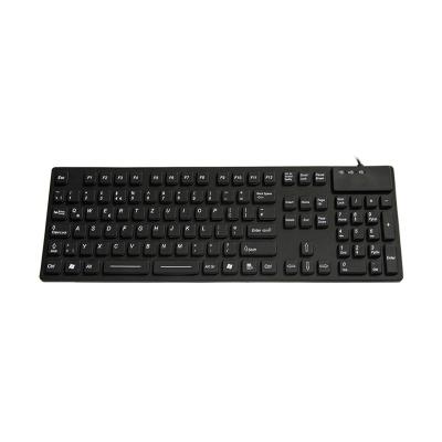 China Washable Waterproof Industrial Computer Keyboard Black Color Silicone Keyboard for sale