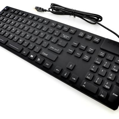 China Washable Waterproof Industrial Computer Keyboard KMY105 Black Color Silicone Keyboard for sale