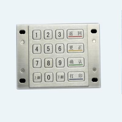 China 4X4 Telecommunication Equipment DES 3DES Customized Waterproof Encrypted Stainless Steel Pin Pad Keypad for sale