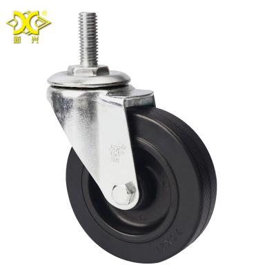 China Universal 3 Inch Swivel Caster Wheel 360 Degree Threaded Stem PVC Lightweight Casters All Black for sale