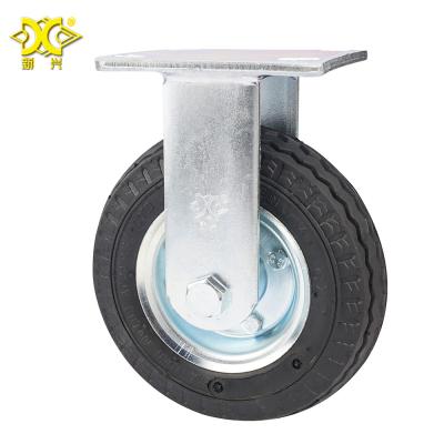 China Machinery Repair Shops Industrial Steel Fixed Rigid Caster Wheels 6 Inch PneumaticTrolley Trolley Plate Caster Wheels for sale