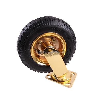 China PIVOT Heavy Duty Gold Plated Pneumatic Swivel Wheel Caster With 8 Inch Air Tires for sale