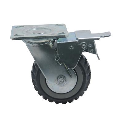 China Conveyor Trolley 5 Inch Trolley Steel Pneumatic Heavy Duty Wheel Trolley Rubber Brake Caster for sale