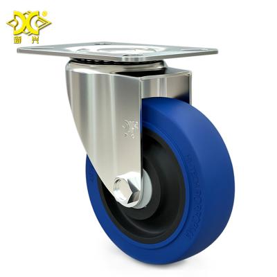 China High Quality 4 Inch Swivel PIVOT Silent Rigid Caster Wheels Elastic Rubber Casters zu verkaufen