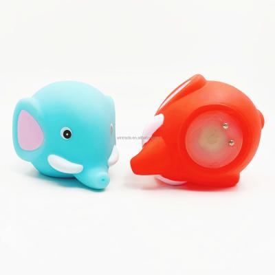 China Eco-friendly Waterproof Summer Bath Toy Wholesale PVC Baby Elephant Cognitive Floating Flashing Shower for sale