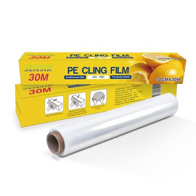 China 9-12mic 30m*30CM Low Price Moisture Proof Hot Selling PE Cling Film Film Stretch Food Wrap Fresh Preservation Film for sale