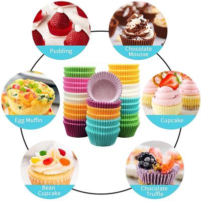 China Mini Cupcake Paper Cup Liners and Custom Made Wholesale Disposable Rainbow Color Greaseproof Cupcake for sale