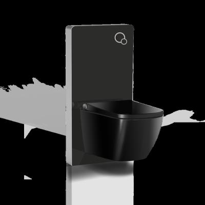 China Hotel Smart Bathroom Ceramic Toilet Automatic Operation Black Color Oceanwell Wall Mounted One Piece Smart Toilet for sale