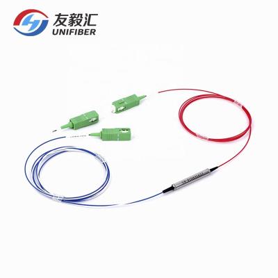 China WDM Optical Networks 1530-1542nm C Band Pass Filter 1x2 CWDM Component 3 Ports Red / 5G Blue for sale