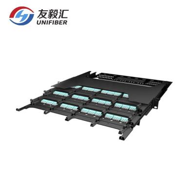 China 40G/100G Data Center MP6-1U/144F MTP/MPO Patch Panel Chassis 8/12F MPO-LC Black Cassette Modules for sale