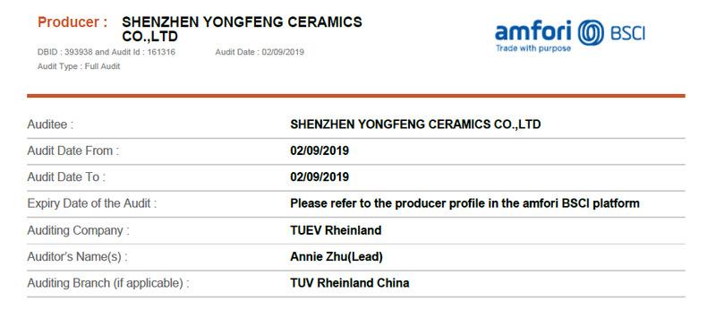 BSCI - Shenzhen Yongfeng Ceramics Co., Ltd.