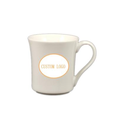 China Viable Reusable Personalized Slushies Drinking Mug Ceramic Trumpet Shape Mug 9.5oz Porcelain Tea Coffee Mugs With Printed Logo for sale