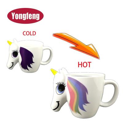 China Viable Custom Design 13oz Eco-Friendly Handmade Feature Unicorn Hot Magical Water Mug for sale