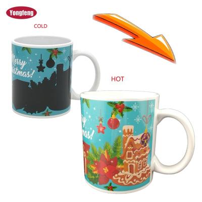 China Viable Custom Design Reusable Feature Sandstone Christmas Magic Color Changing Mug For Coffee for sale