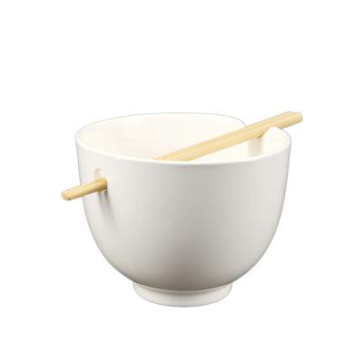 China Factory Sustainable Supply Wholesale Reusable Japanese Deep Ceramic Bowl Ramen With Chopsticks for sale