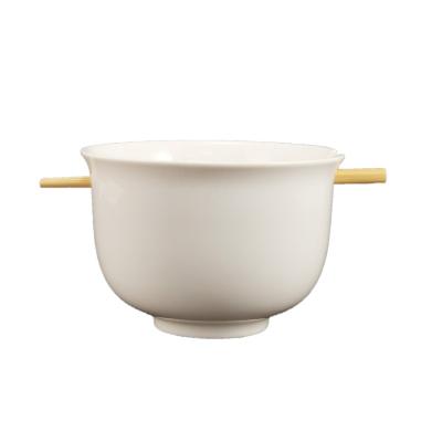 China Viable Chinese Manufacturer Supply 5.5 Inch Simple White Noodle Bowl Ceramic Bowl With Chopsticks for sale