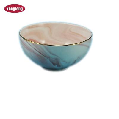 China 4.3 Inch Gold Rim Sustainable Marble Ceramic Bowl for sale