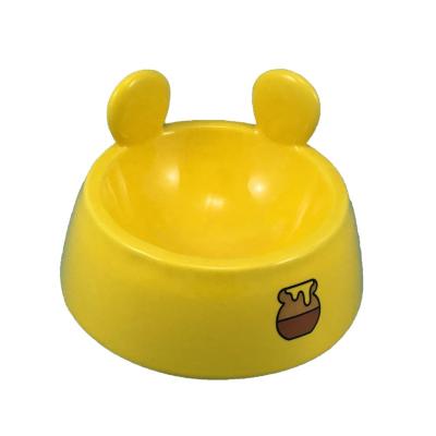 China Beautiful Ceramic Viable Yellow Color Shape Good Quality Cat Dog Bowl for sale