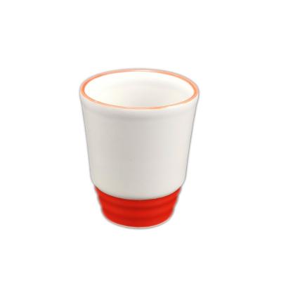 China Factory direct sale viable Japanese color rim 2.5 ounce glazed ceramic wine cup stoneware shot sake cup small for sale