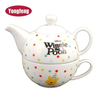 China Sustainable FAMA Approved Factory Customized Two-in-One Ceramic Kids Tea Sets for sale