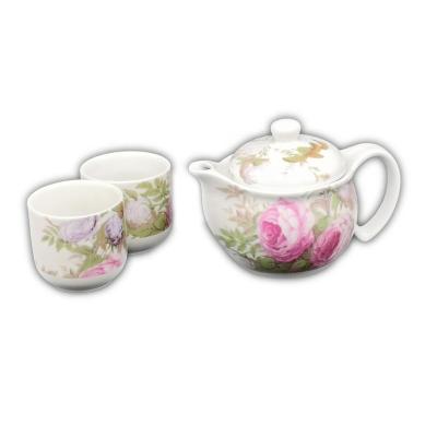 China Sustainable Elegant Design Full Printing Ceramic Teapot And Teapot Cups Set for sale