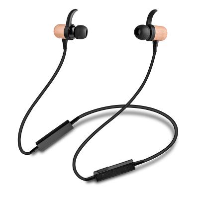 China In-Ear Bamboo Wireless Earbuds Wooden Magnetic Earbuds Bluetooth Headset Stereo With Earphone Neckband Band OEM for sale