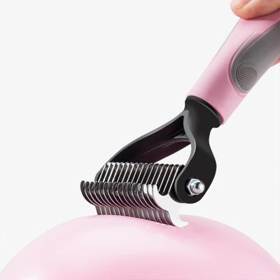 China Scissoring dog comb pet comb OEM pet comb grooming brush pet hair remover viable rake plastic scissoring dematting for sale