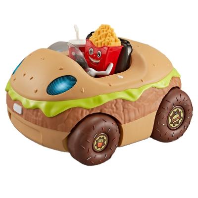 China Pretend Play Kitchen Toy Set Amazon Hit Plastic Diy Burger Fast Food Dining Car Pretend Play Toys Kitchen Accessories Set For Kid for sale