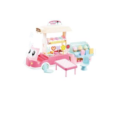 China Hot Selling Popular Mobile Candy Ice Cream Cart Kids Kitchen Toy Set For Girls for sale