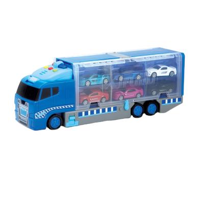 China Diecast Toy Hot Sale Item New Diecast Container Truck Toy Car With 6 Carts for sale