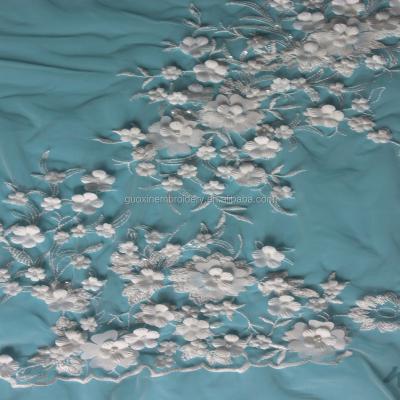 China 2016 Sustainable Handmade French Tulle Lace / Bridal Beaded Wedding Lace Fabric With Flowers for sale