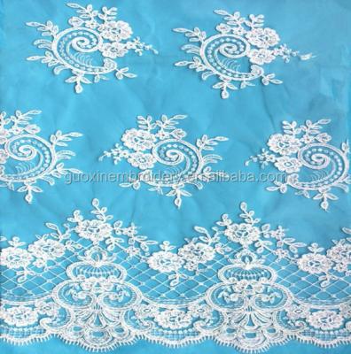 China Factory 2016 Viable Wedding Dress 3D Beads Heavy French Lace Fabric 3d Flower Beaded Tulle Lace for sale