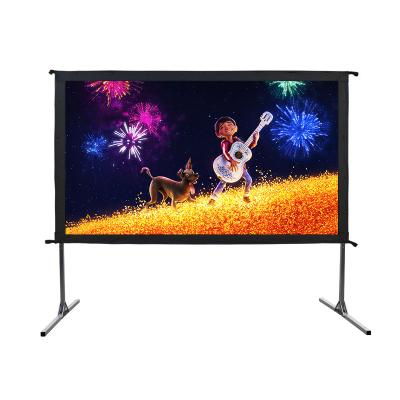 China ACME 90'' 16:9 Convenience Outdoor Movie Fast Fold Projection Screen 3D Silver Matte White Floor Standing for sale