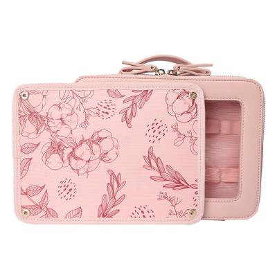 China Other Professional Custom Portable Leather Travel Makeup Brushes Toiletry Bag Box Bag Large Capacity Cosmetic Case for sale