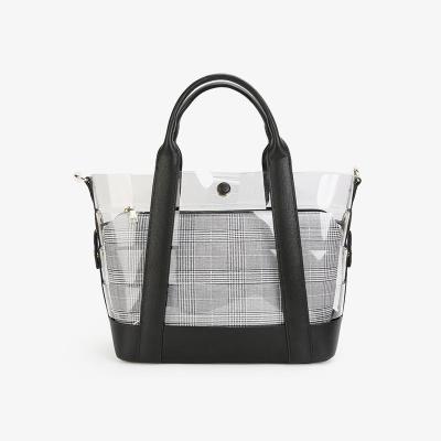 China SUSEN 2018 Fashion Women's Handbags Fashion 2 Pieces One Set Large Capacity PVC Transparent Women Beach Handbags for sale