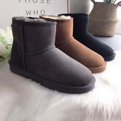 China Wholesale fashion trend winter sheepskin fur lining warm waterproof genuine leather ankle upper women snow boots for sale