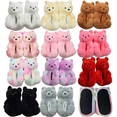 China Fashion Trend Big Bear Slippers 2021 New Arrivals Fuzzy Teddy Bear House Slippers for sale