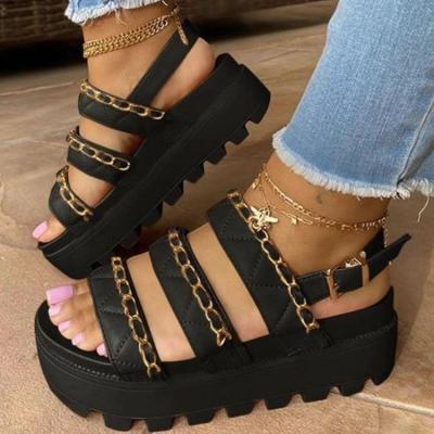 China 2021 fashion trend platform sandals new and women's slippers 2021 color women party sandals women's sandals chain sneakers for sale