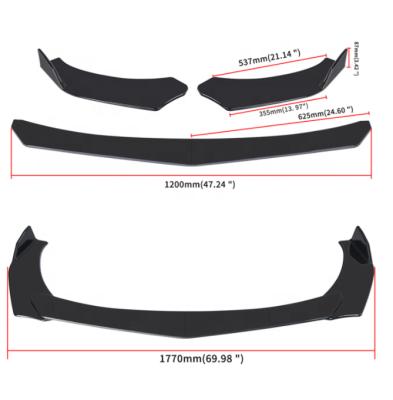 China ABS 4 Piece Car Front Bumper Lip Body Universal Model 3 Sedan ForTesla Sedan Canard Lip Splitter ABS Splitter Spoiler Kit for sale