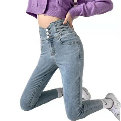 China 2021 Breathable Spring And Autumn Women Stretch High Waist Shape Slim Pencil Pants Jeans For Women for sale