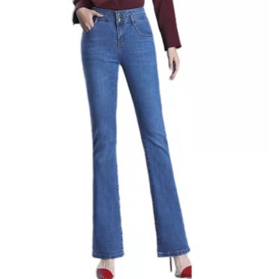 China Factory Direct Supply Breathable Women High Waist Blue Long Pants Skinny Breathable Pants Bell Bottom Jeans for sale