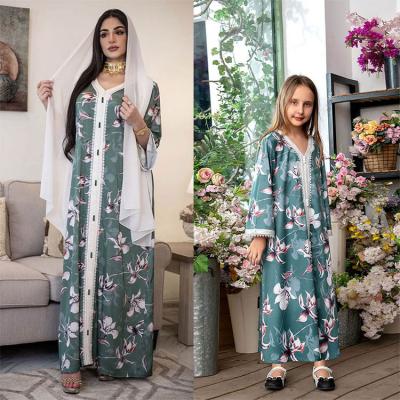 China Muslim Clothing Latest Eid Floral Embroidery Design Long Dress Dubai Turkey Abaya Jilbab Skirt Islamic Ladies Dresses for sale