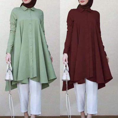 China Modest Viable Size Islamic Women Clothing Long Sleeve Tops Long Sleeve Tops Pleated Shirts Plus For Muslim Women for sale