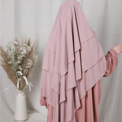 China High Quality Cotton Islamic Clothing Muslim Scarf 3 Layers Aerial Muslim Hijab Jilbab Khimar For Women for sale